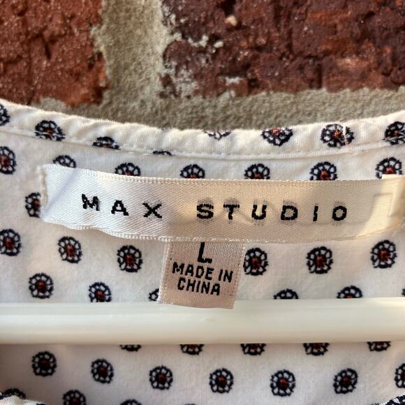 Max Studio Boho Printed Sleeveless Blouse Size L - Picture 3 of 4